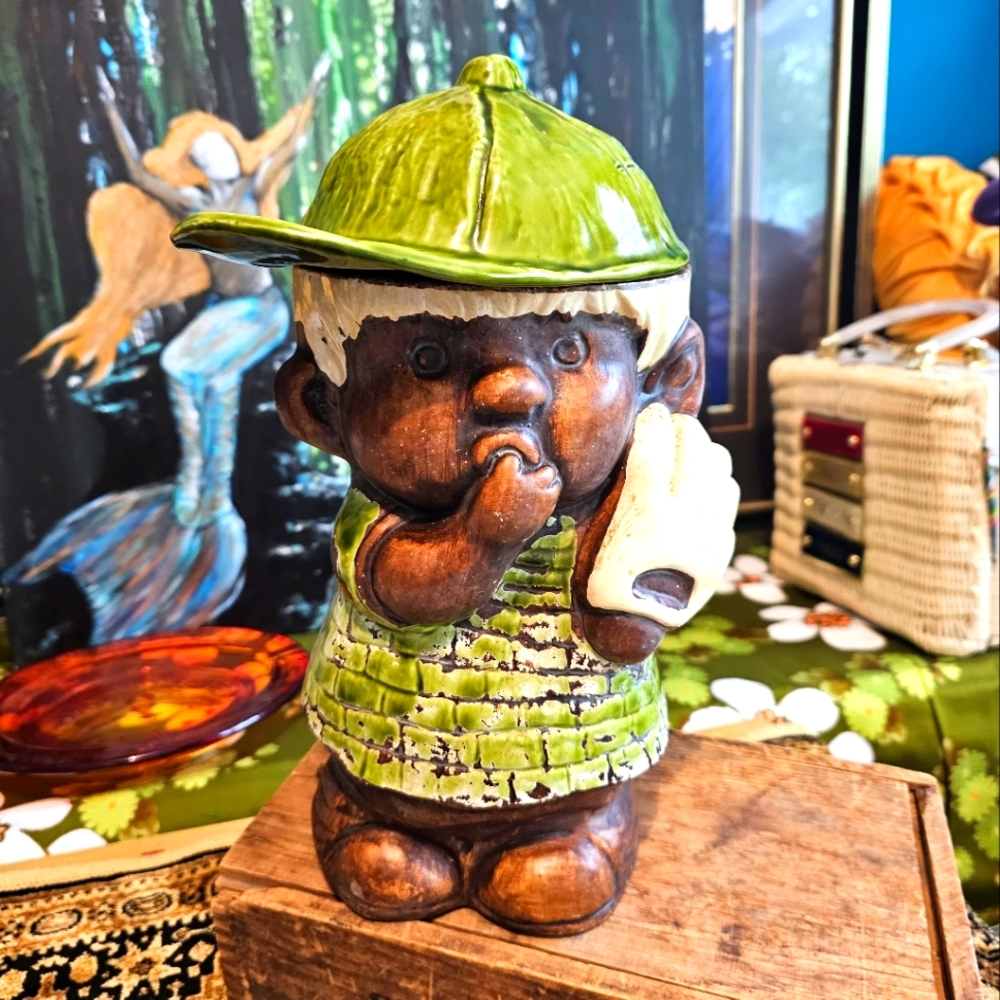 Vintage Treasure Craft Cookie Jar Baseball Boy